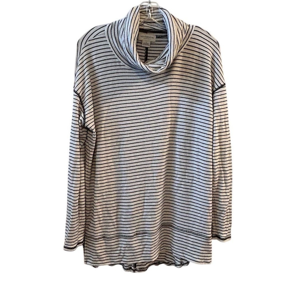 Liz Claiborne Weekend Women's Cowl Neck Striped Sweater Black Size L‎